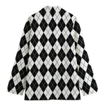 Black And White Argyle Pattern Print Women's Blazer