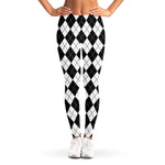 Black And White Argyle Pattern Print Women's Leggings