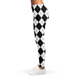 Black And White Argyle Pattern Print Women's Leggings