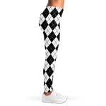 Black And White Argyle Pattern Print Women's Leggings