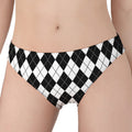 Black And White Argyle Pattern Print Women's Panties
