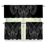 Black And White Aries Sign Print 3 Piece Kitchen Curtains