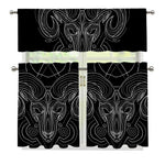 Black And White Aries Sign Print 3 Piece Kitchen Curtains