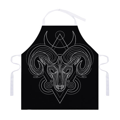 Black And White Aries Sign Print Adjustable Apron
