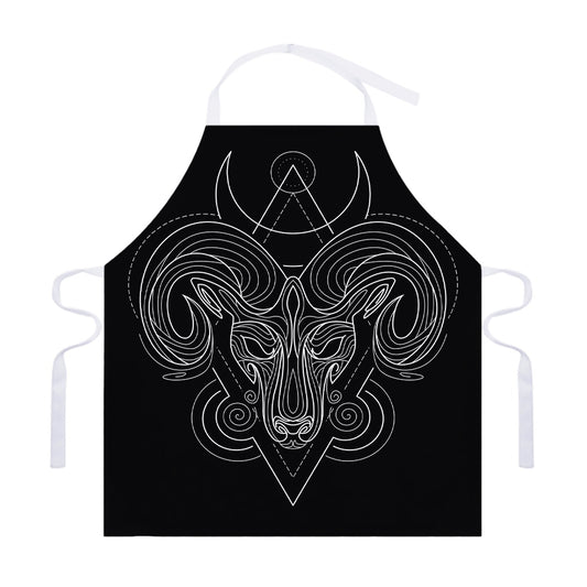 Black And White Aries Sign Print Adjustable Apron