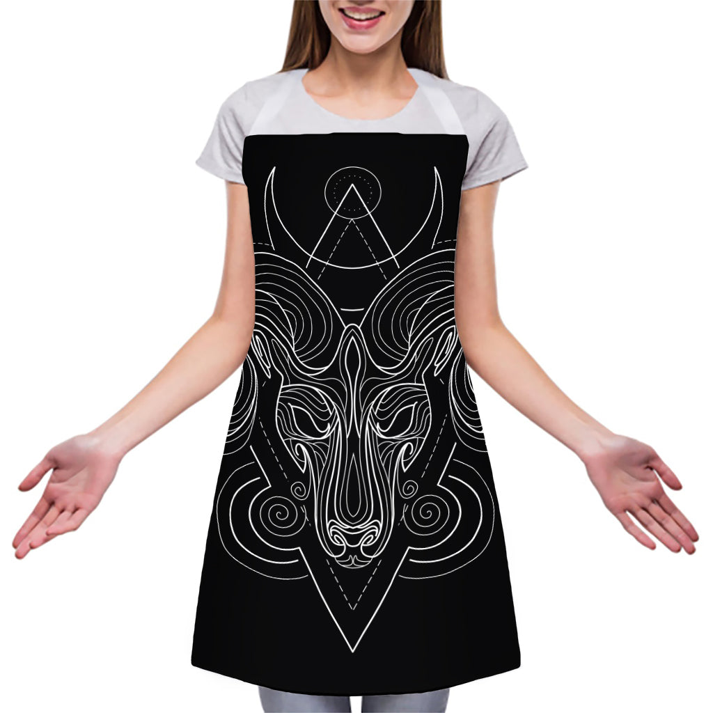 Black And White Aries Sign Print Adjustable Apron