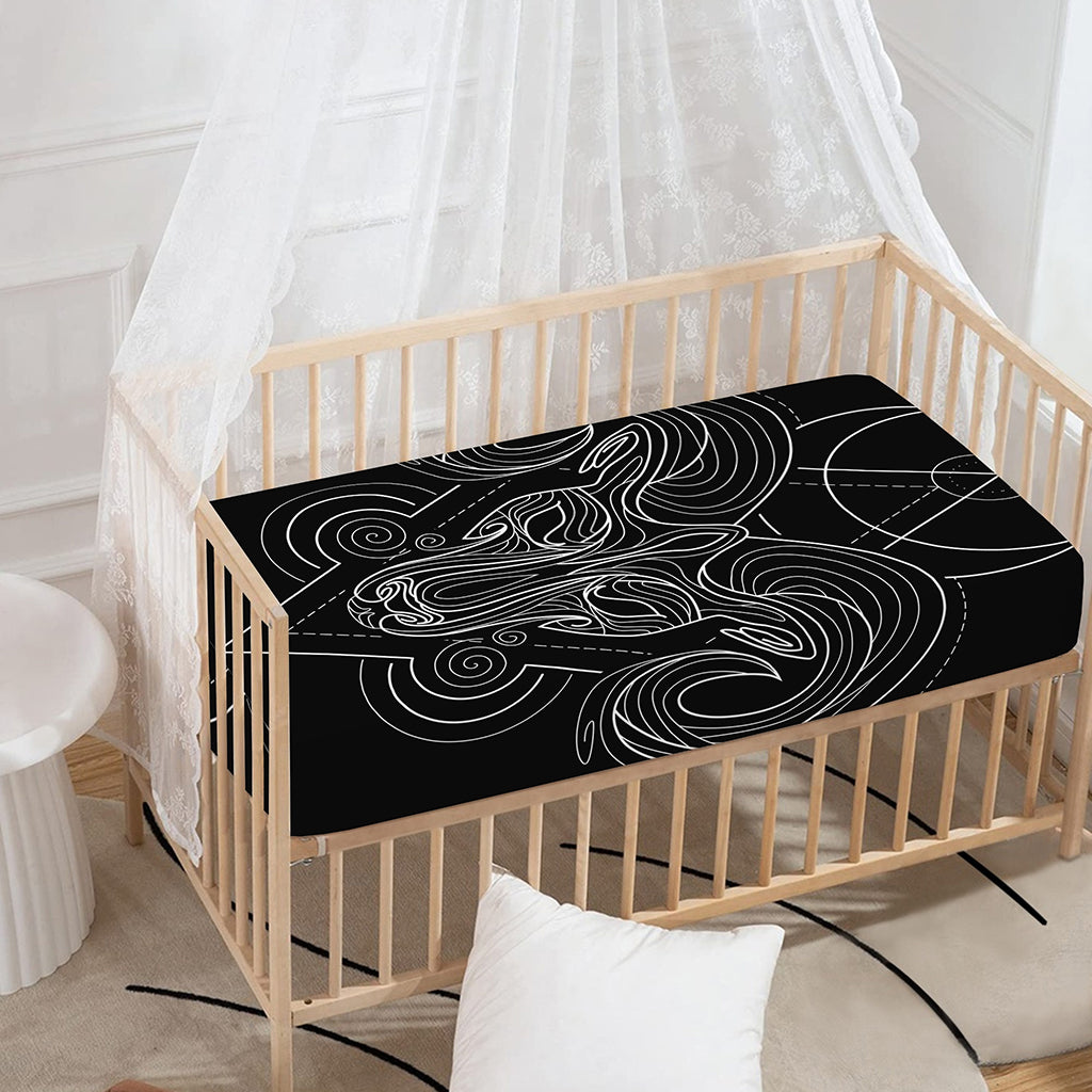 Black And White Aries Sign Print Baby Crib Sheet