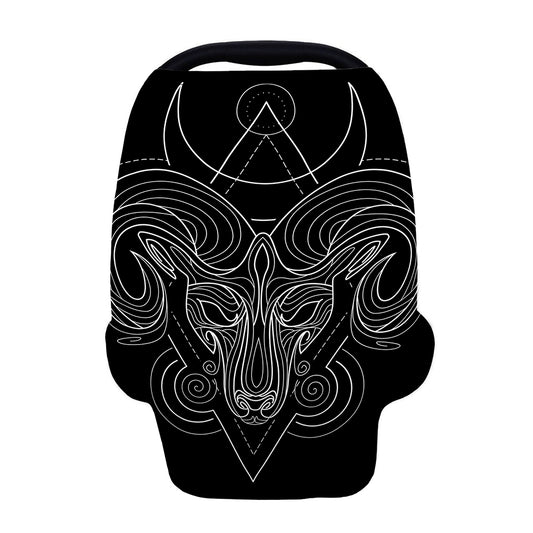 Black And White Aries Sign Print Baby Seat Cover