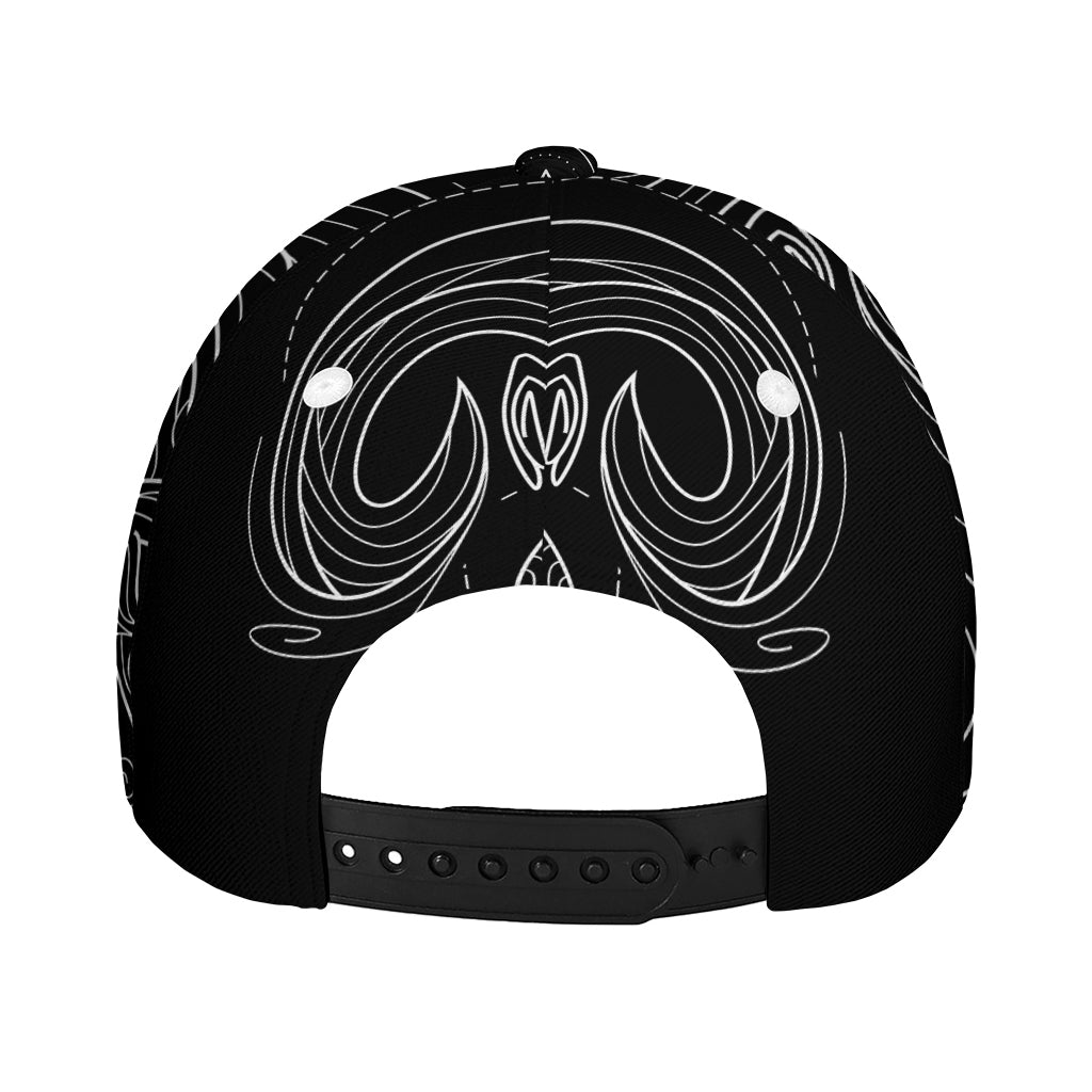 Black And White Aries Sign Print Baseball Cap