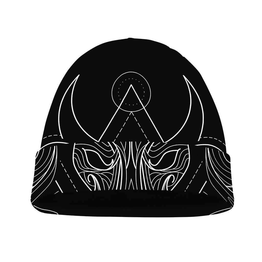 Black And White Aries Sign Print Beanie
