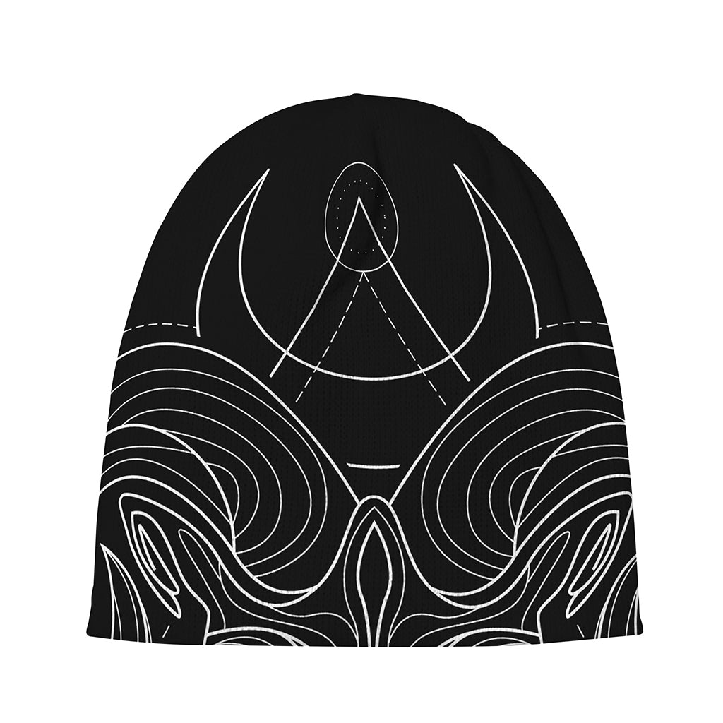 Black And White Aries Sign Print Beanie