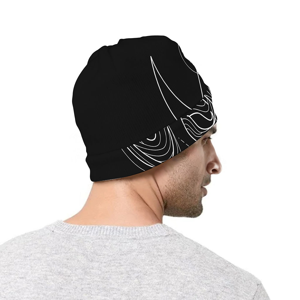 Black And White Aries Sign Print Beanie