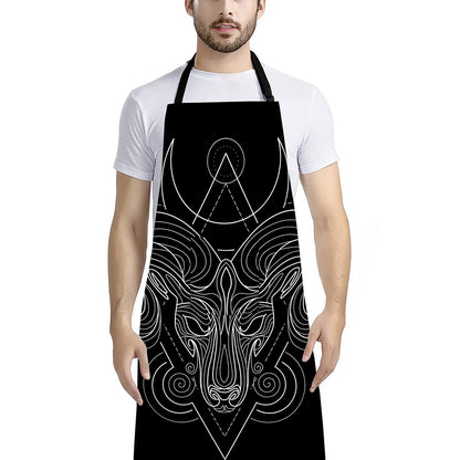 Black And White Aries Sign Print Bib Apron With Pocket