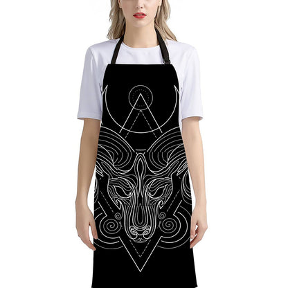 Black And White Aries Sign Print Bib Apron With Pocket