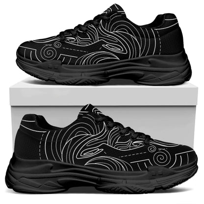 Black And White Aries Sign Print Black Chunky Shoes