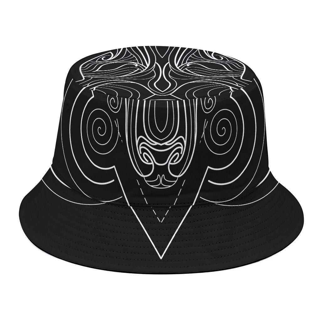 Black And White Aries Sign Print Bucket Hat