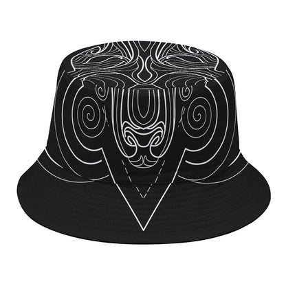 Black And White Aries Sign Print Bucket Hat