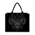 Black And White Aries Sign Print Canvas Tote Bag