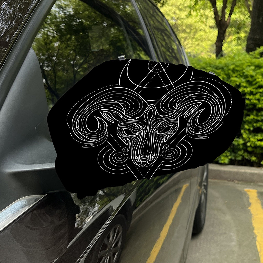 Black And White Aries Sign Print Car Side Mirror Covers