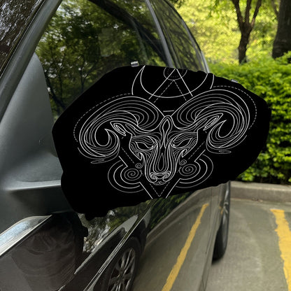 Black And White Aries Sign Print Car Side Mirror Covers