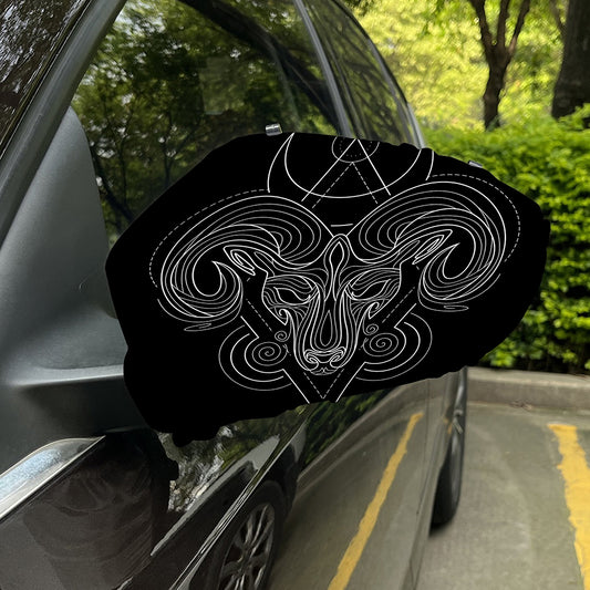 Black And White Aries Sign Print Car Side Mirror Covers