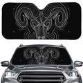 Black And White Aries Sign Print Car Windshield Sun Shade