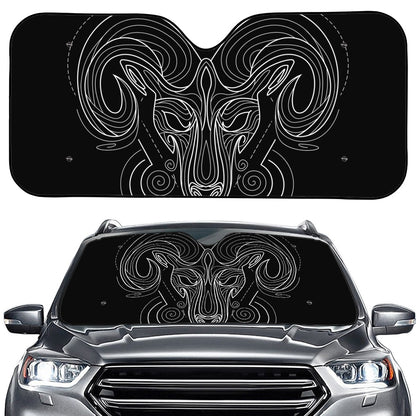 Black And White Aries Sign Print Car Windshield Sun Shade