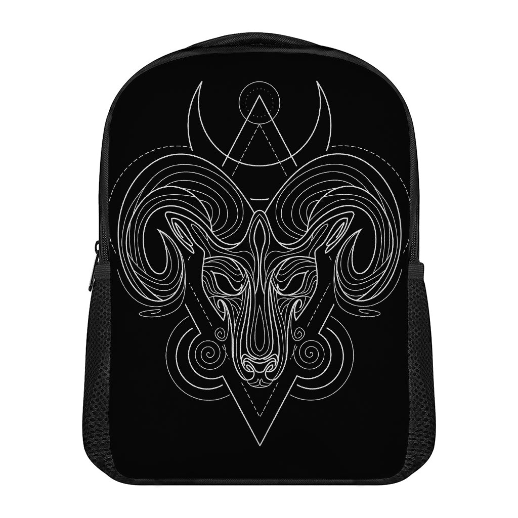 Black And White Aries Sign Print Casual Backpack