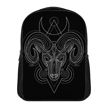 Black And White Aries Sign Print Casual Backpack
