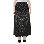 Black And White Aries Sign Print Chiffon Maxi Skirt