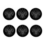 Black And White Aries Sign Print Coaster Set