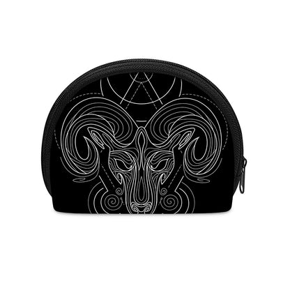 Black And White Aries Sign Print Coin Purse
