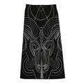 Black And White Aries Sign Print Cotton Front Slit Maxi Skirt