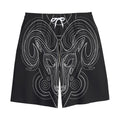 Black And White Aries Sign Print Cotton Shorts