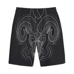 Black And White Aries Sign Print Cotton Shorts