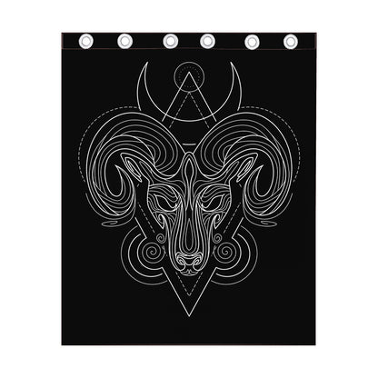 Black And White Aries Sign Print Curtain