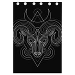 Black And White Aries Sign Print Curtain