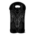 Black And White Aries Sign Print Double Neoprene Wine Tote
