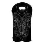 Black And White Aries Sign Print Double Neoprene Wine Tote