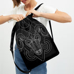 Black And White Aries Sign Print Drawstring Backpack