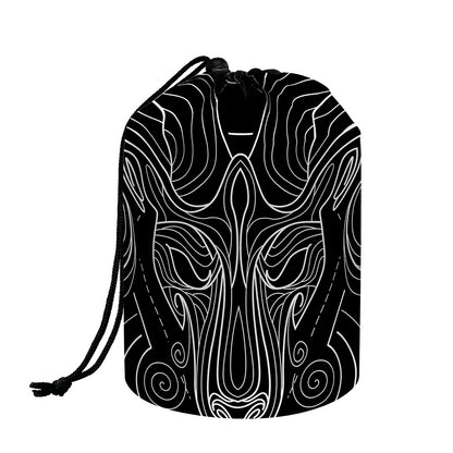Black And White Aries Sign Print Drawstring Makeup Bag