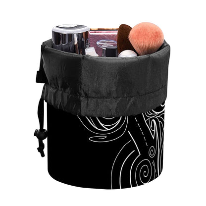Black And White Aries Sign Print Drawstring Makeup Bag