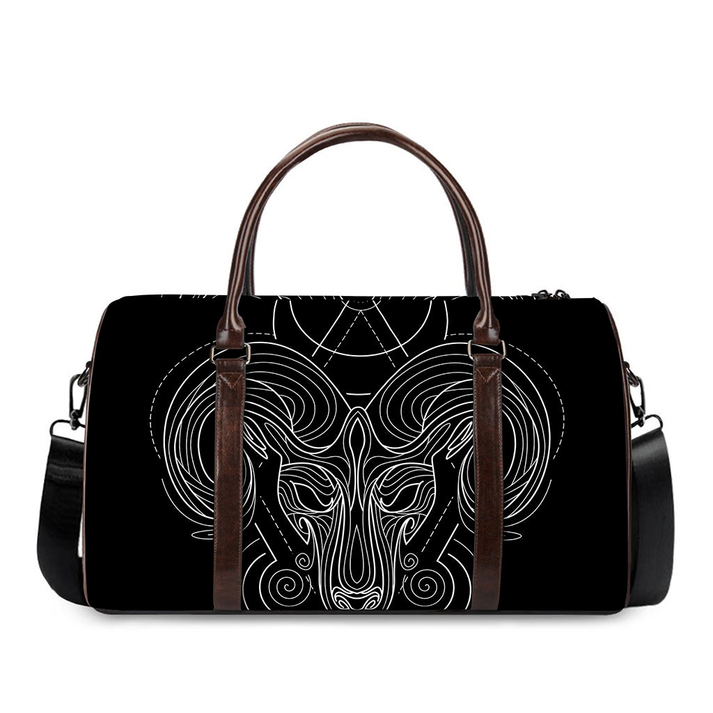 Black And White Aries Sign Print Duffle Bag