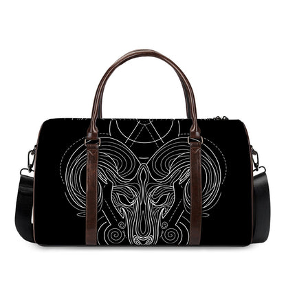 Black And White Aries Sign Print Duffle Bag