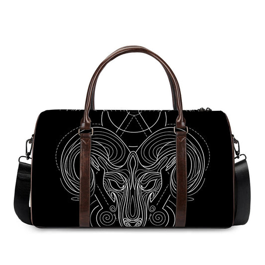 Black And White Aries Sign Print Duffle Bag