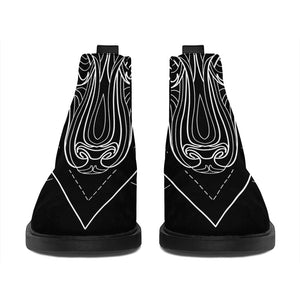 Black And White Aries Sign Print Flat Ankle Boots