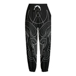 Black And White Aries Sign Print Fleece Lined Knit Pants
