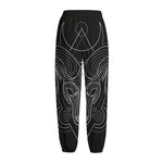 Black And White Aries Sign Print Fleece Lined Knit Pants