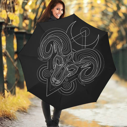 Black And White Aries Sign Print Foldable Umbrella