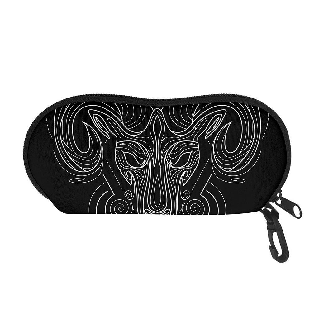 Black And White Aries Sign Print Glasses Case